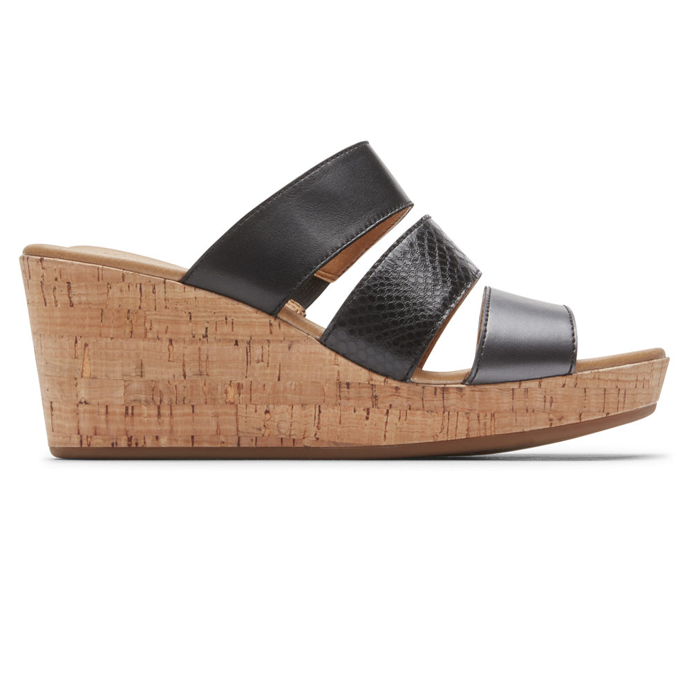 Sandalias Rockport Mujer Mexico - Lyla Banded Negros - LXGKI3792